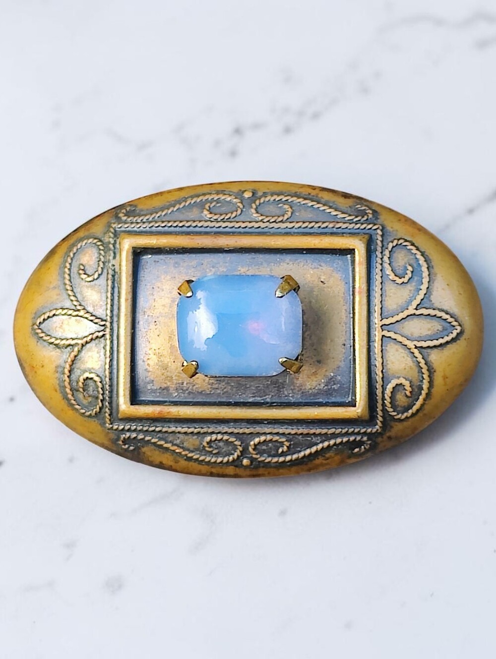 Vintage Arts Nouveau Style Opal Brooch